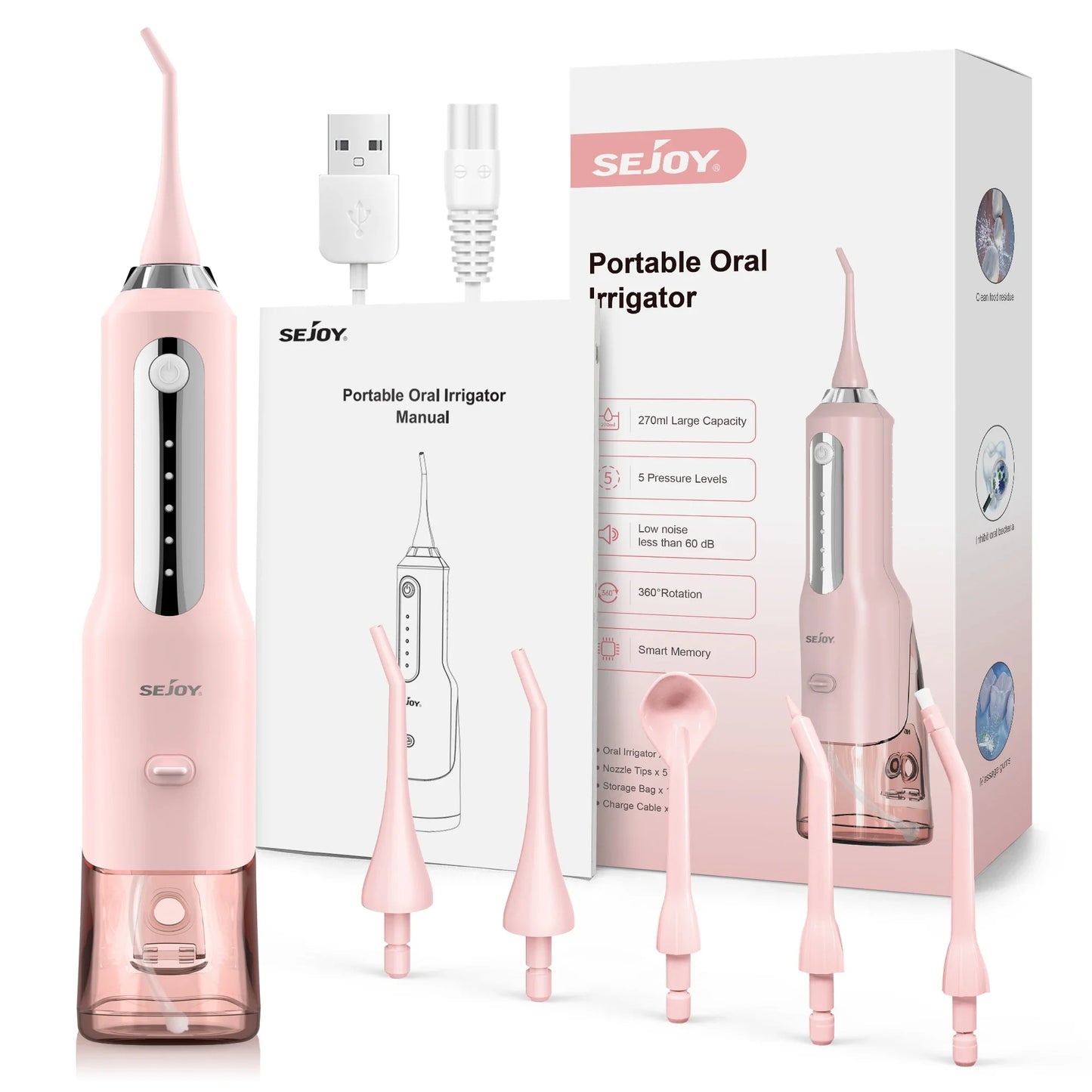 Water Flosser, Cordless, Rechargeable Electric Oral Irrigator for Teeth Braces