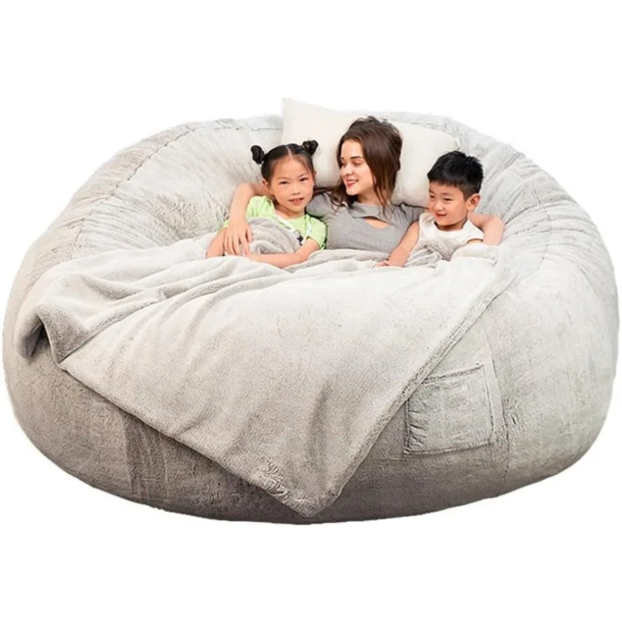 7Ft Giant Comfy Bean Bag Bed with Fluffy Surface