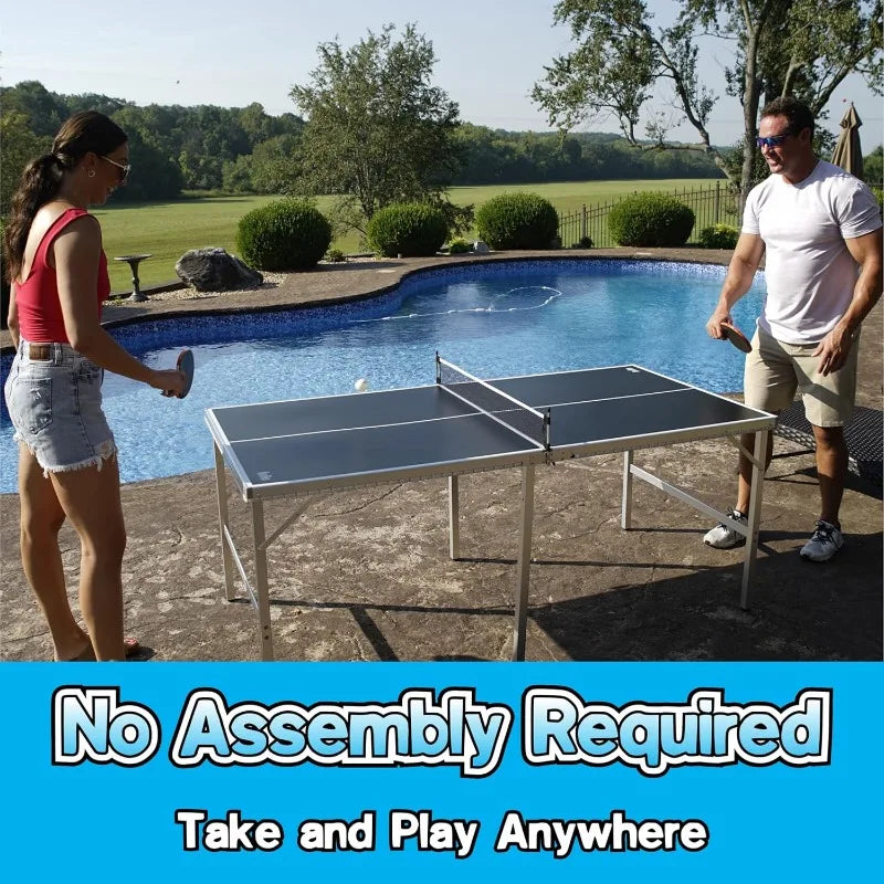 Mid-Size Portable Folding Indoor Outdoor Ping Pong Table Tennis Table