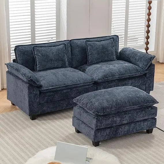 Modular Sectional Sofa  Chenille Sofa Sleeper  with Ottoman/Pillows