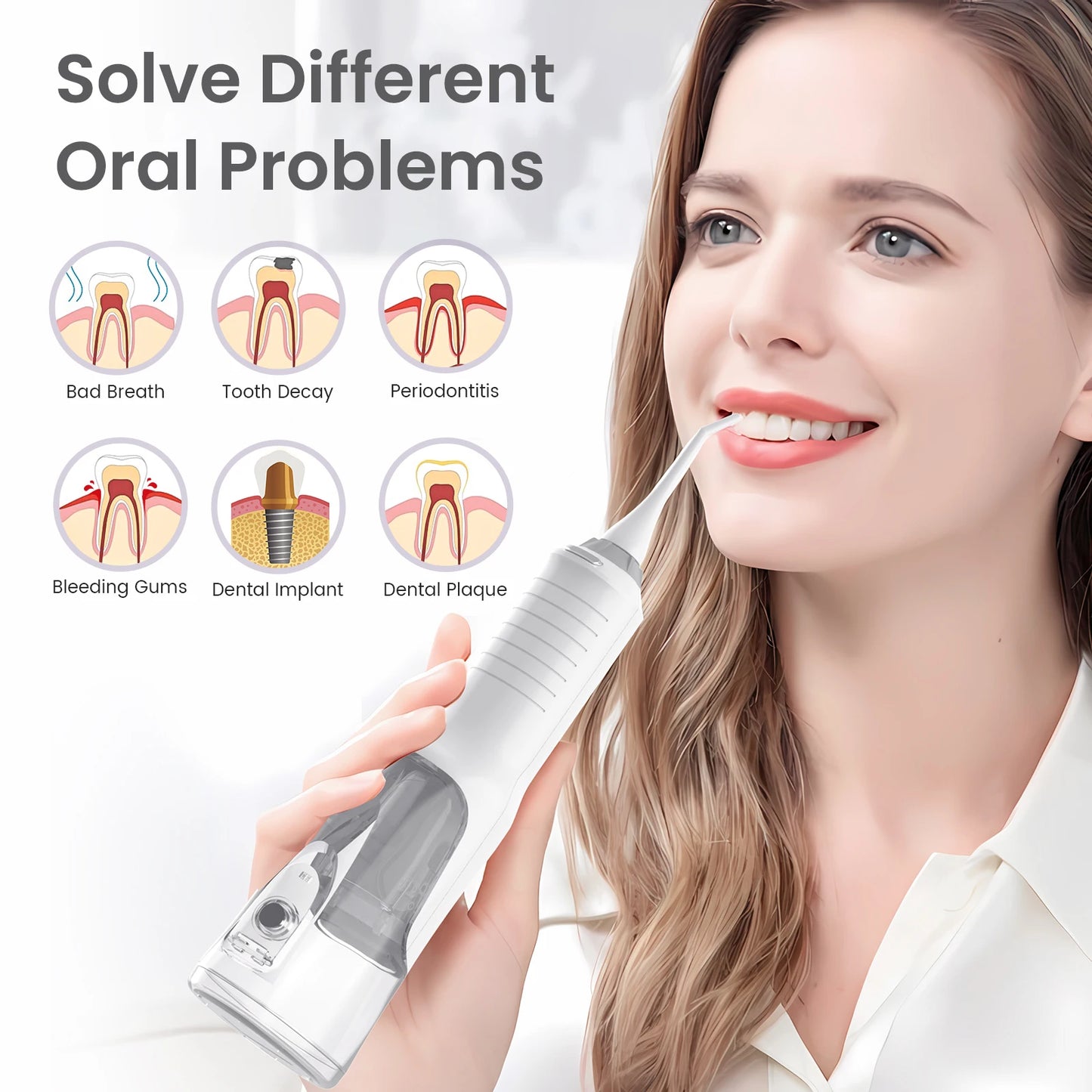 Water Flosser, Cordless, Rechargeable Electric Oral Irrigator for Teeth Braces