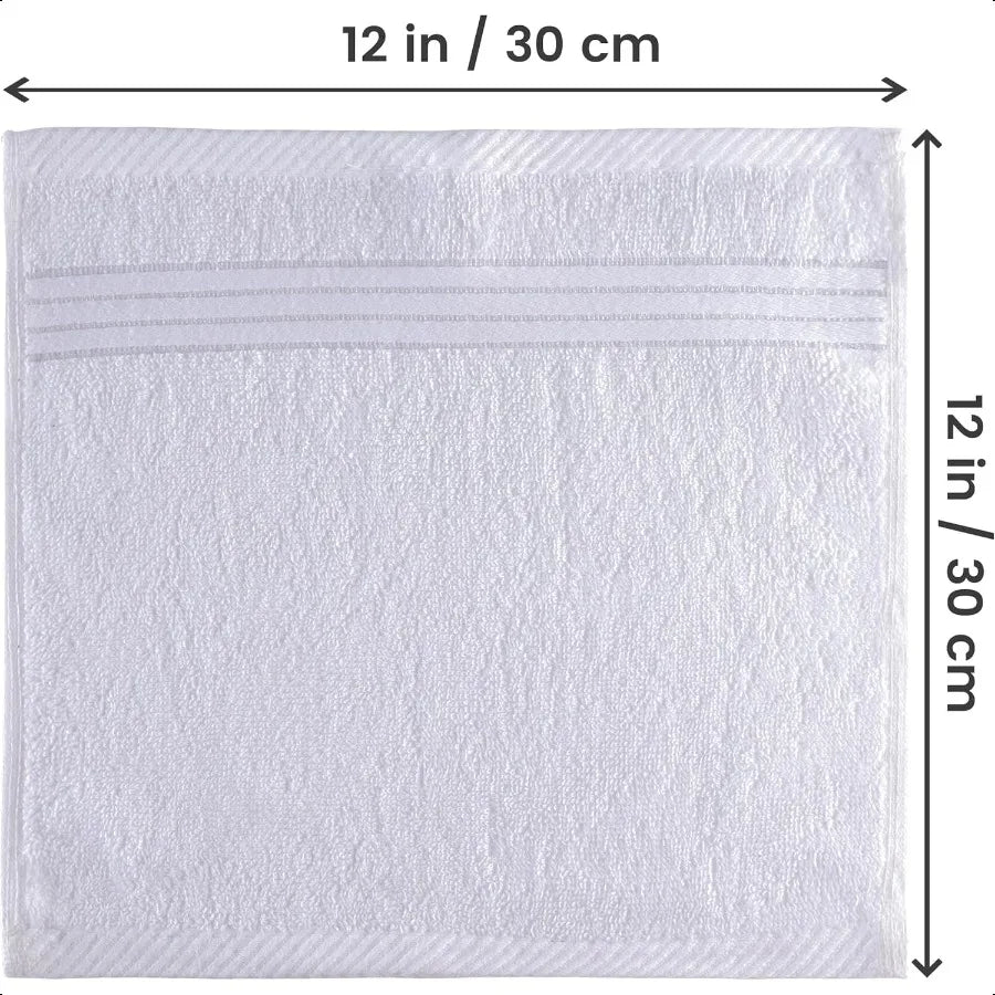 Cotton Washcloths 12 Pack White Highly Absorbent and Soft