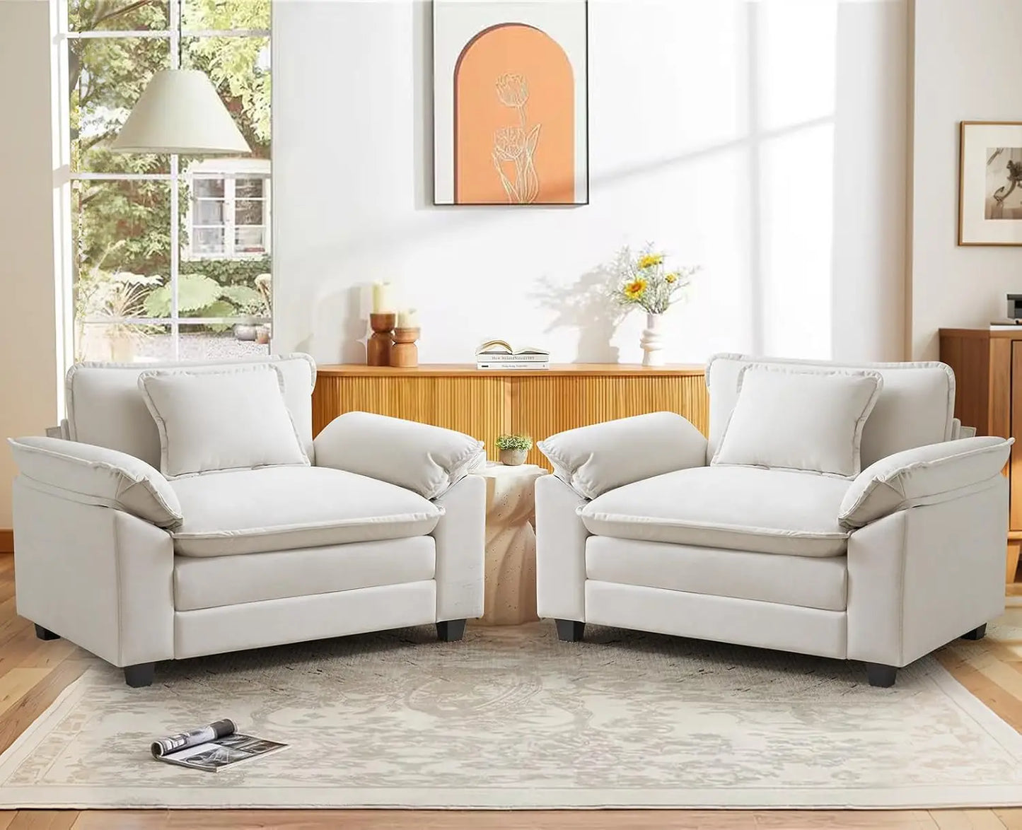 Oversized Accent Chair with Large Seat and Upholstered Armrests