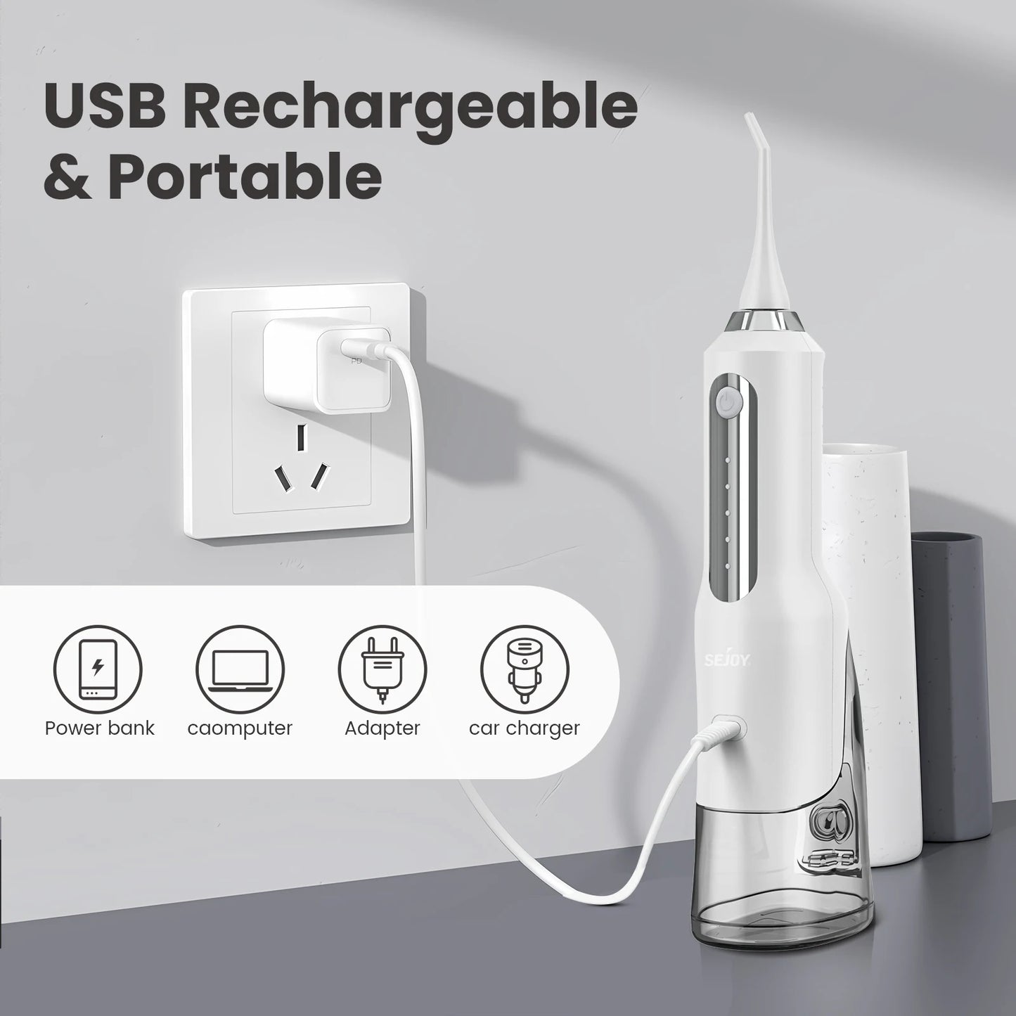 Water Flosser, Cordless, Rechargeable Electric Oral Irrigator for Teeth Braces