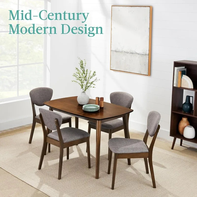5-Piece Dining Set, Compact Mid-Century for Home, Apartment w/ 4 Chairs