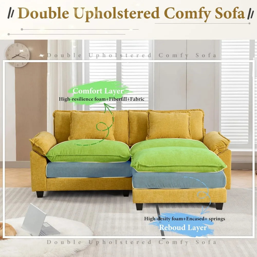 Modular Sectional Sofa  Chenille Sofa Sleeper  with Ottoman/Pillows