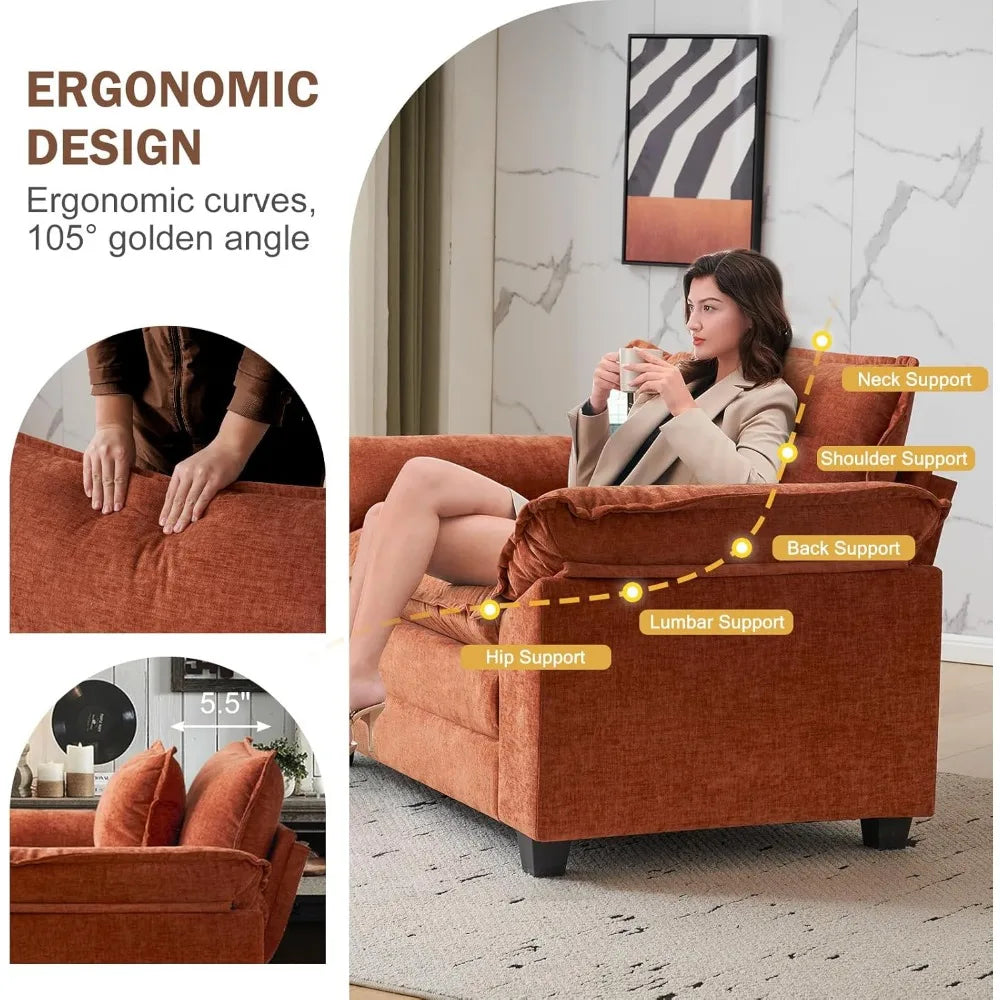 Oversized Accent Chair with Large Seat and Upholstered Armrests