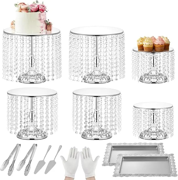 12-Piece Silver Vintage Cake Stand with Cupcake Display Tray