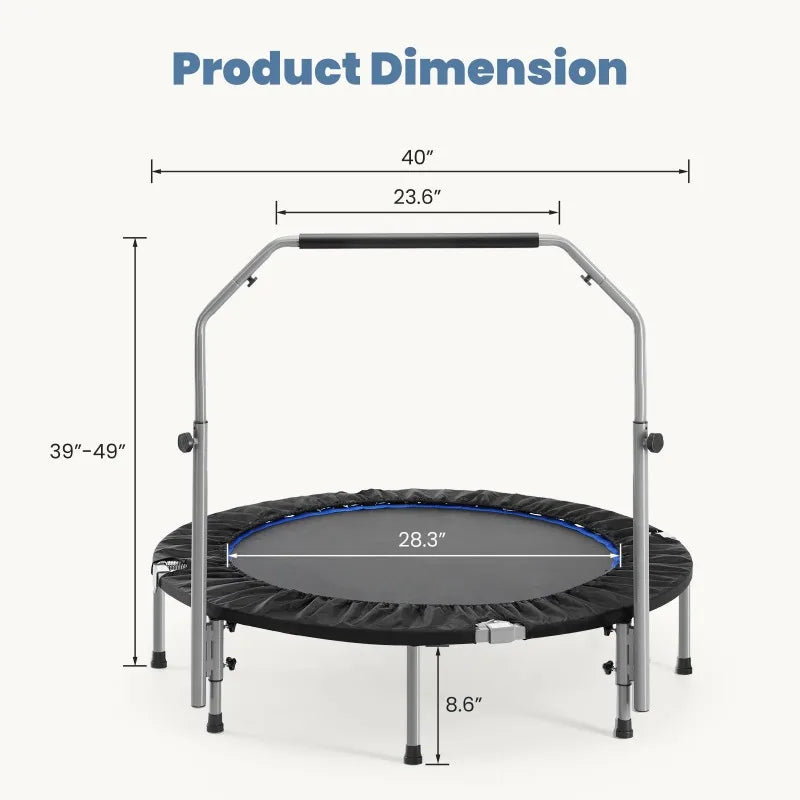 40" Collapsible Mini Trampoline with Foam Handles
