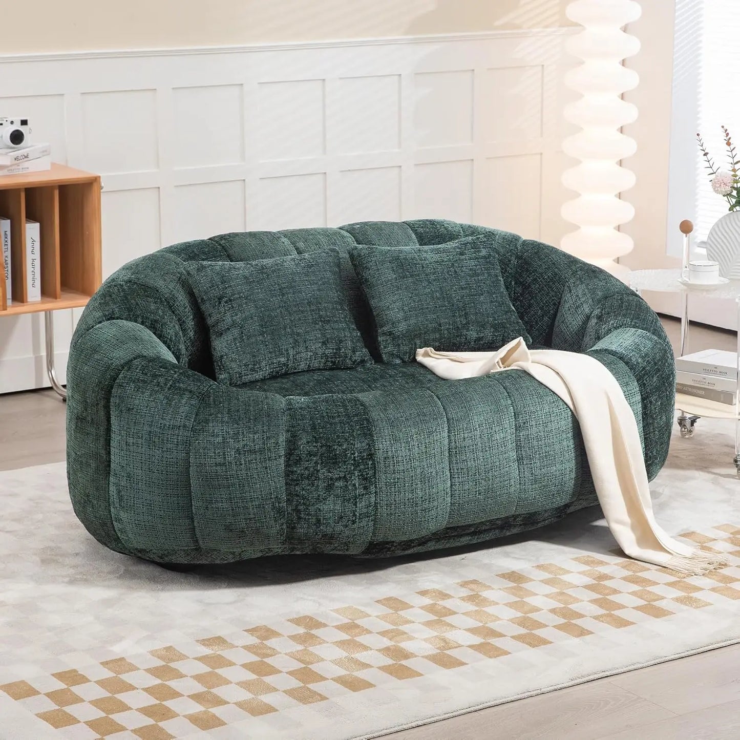 Bean Bag Comfy Loveseat Sofa with 2 Pillows