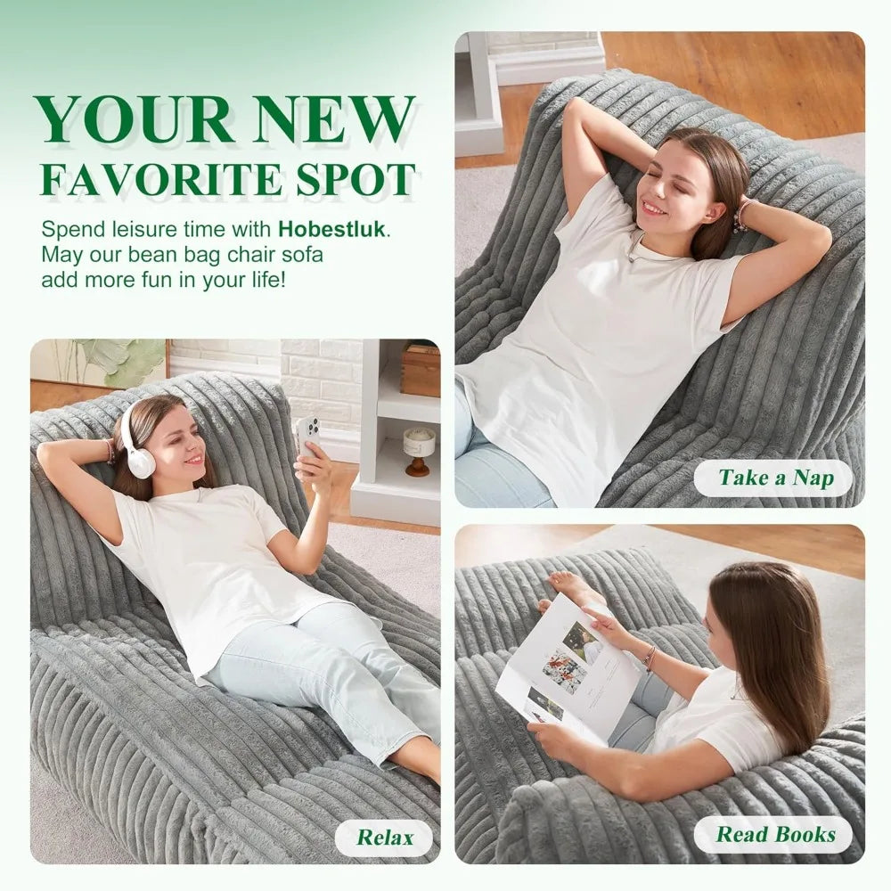 Big Bean Bag Lounger Chair, w/ Memory Foam