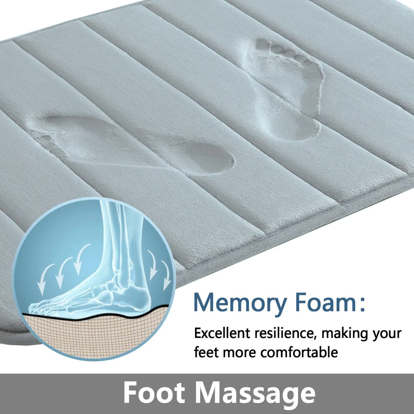Super Absorbent Bath Mat Memory Foam Carpet, Non-slip Rugs