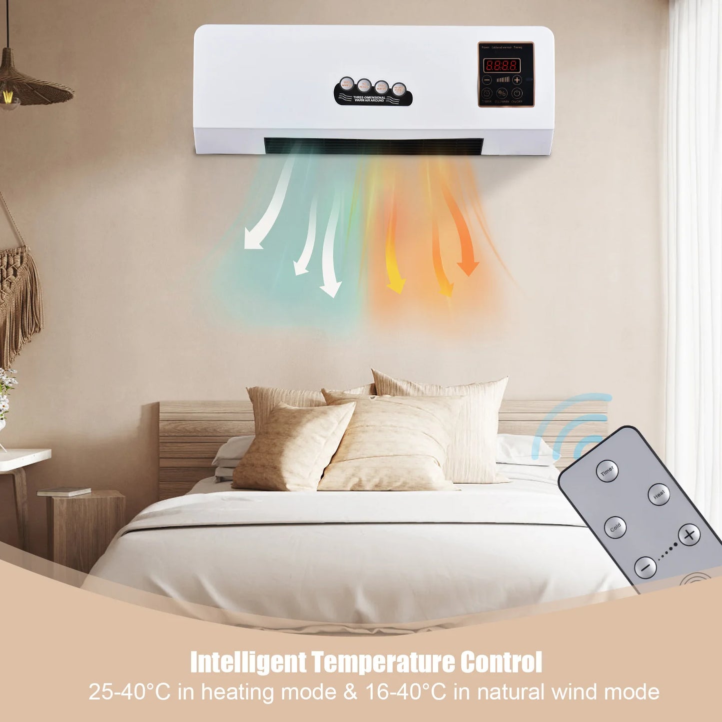 2-in-1 Heater and Fan Combo Electric with Remote Control
