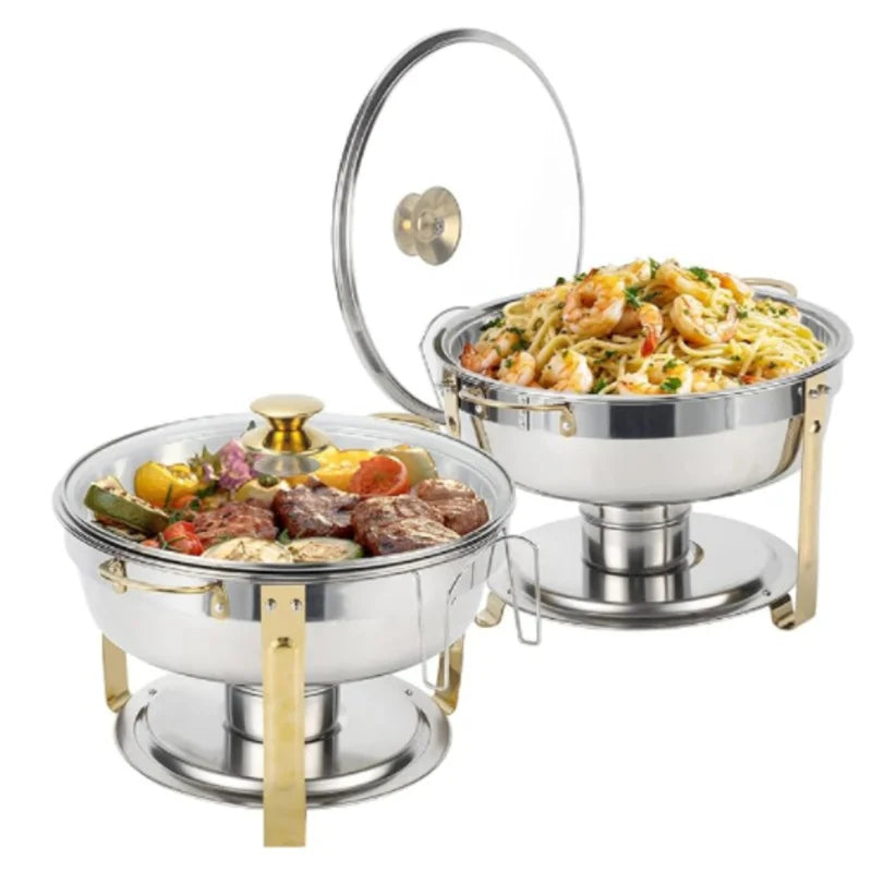 2/4/6 Pack Stainless Steel Chafing Dish Buffet Warmer w/Glass Lid