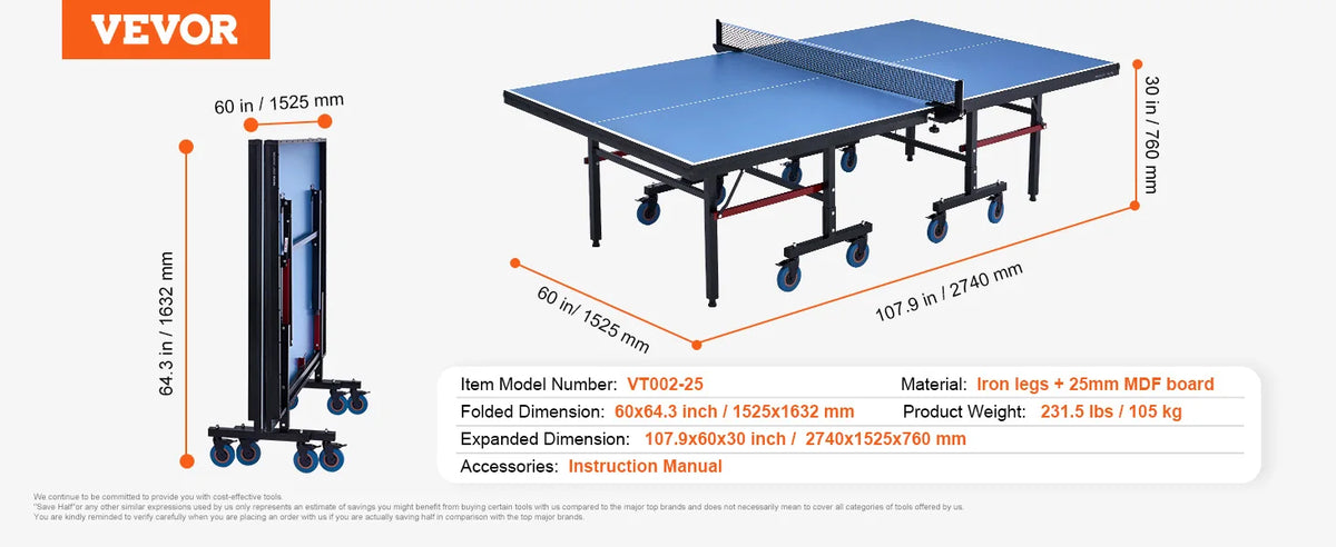 Professional Table Tennis Game Foldable Ping Pong Table with Net