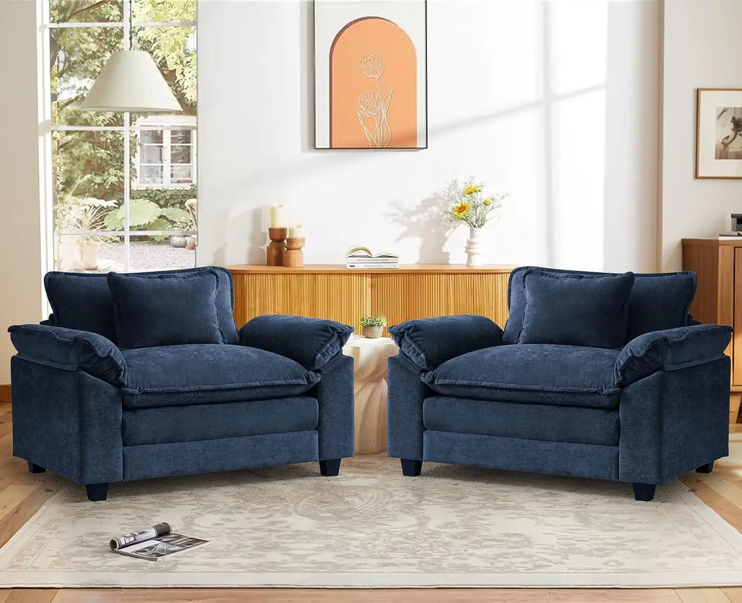 Oversized Accent Chair with Large Seat and Upholstered Armrests