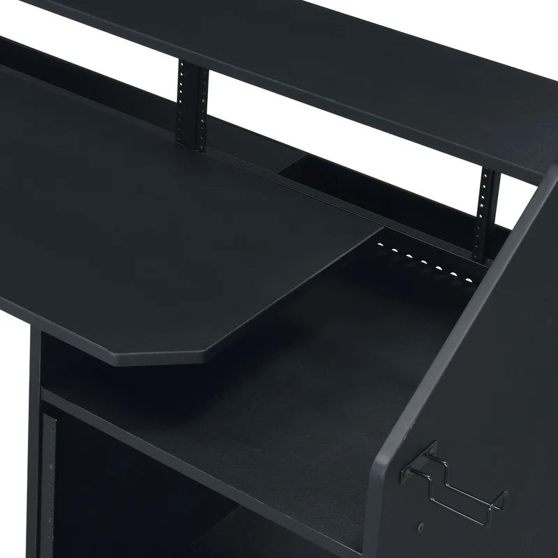 Annette Black Music Desk with Slim Design for Home Studio