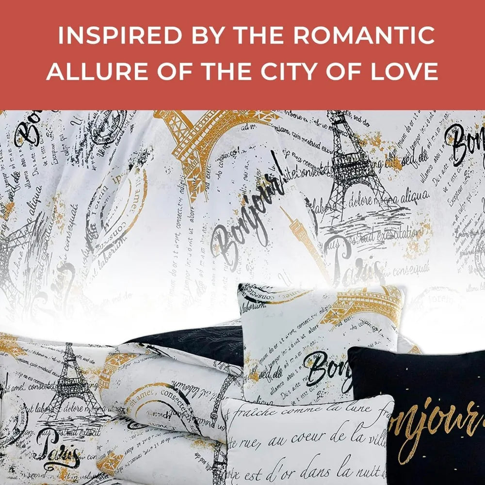 Queen Size Paris Comforter Set in a Bag