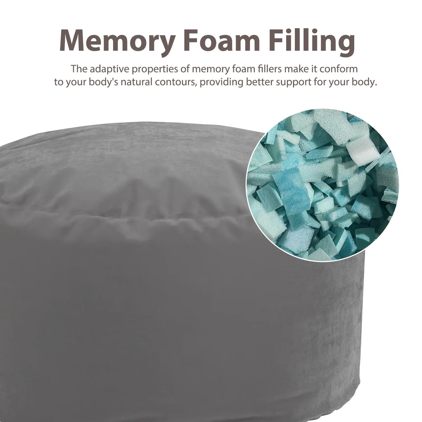 Oversized 3/4FT Bean Bag Chair Foam Filled with Removable Cover