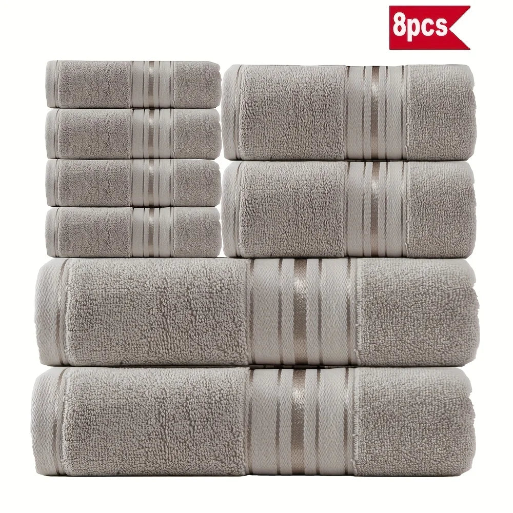 8 Piece Luxury Towel Set – Plush, Super Absorbent 100% Cotton