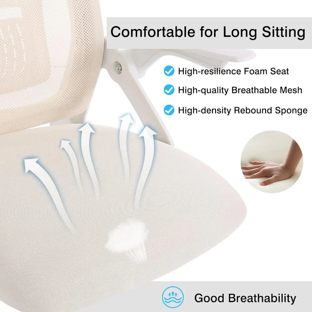 Mid-back Swivel Ergonomic Office Chair With Adjustable Arms Mesh Lumbar Support