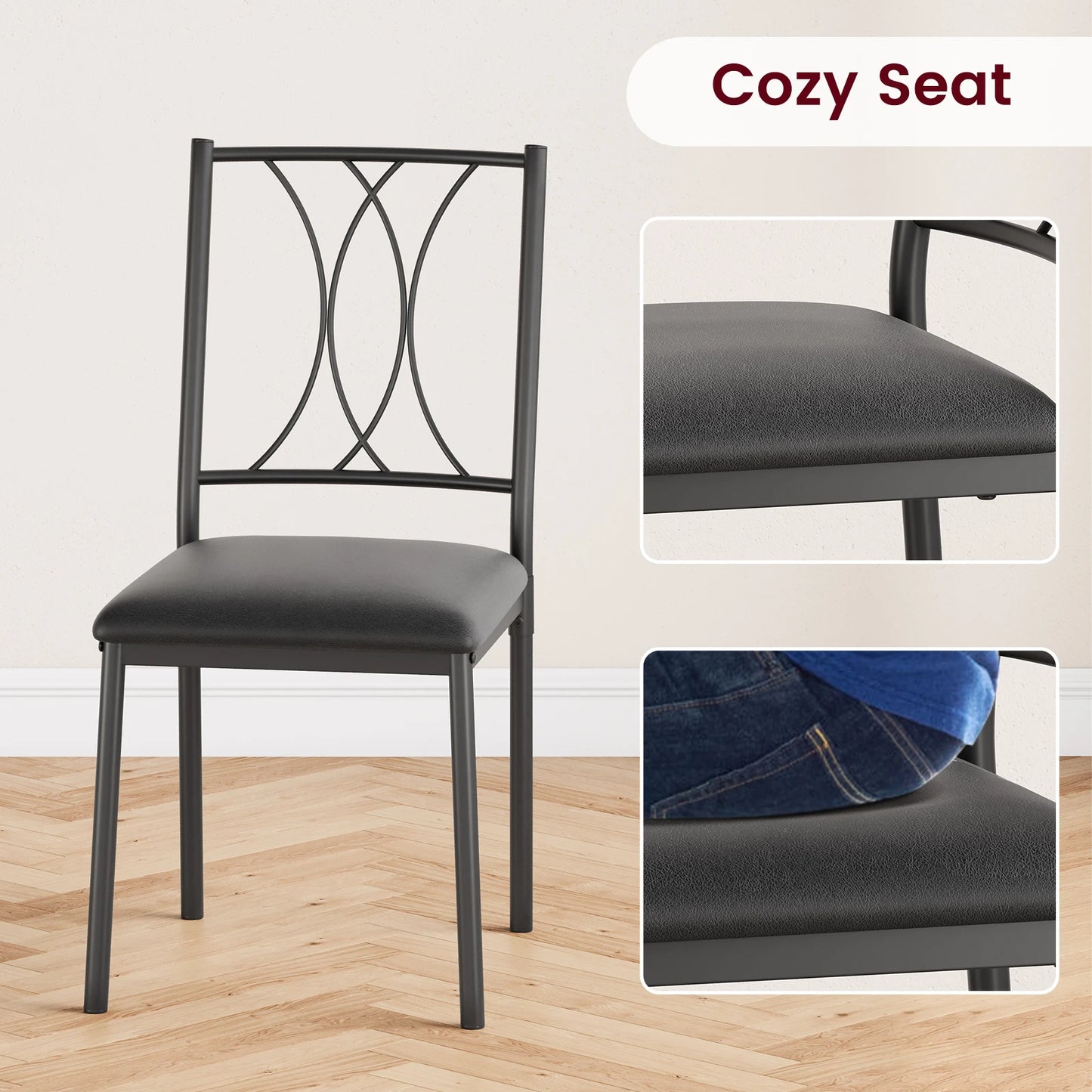 5-Piece Dining Table Set, Modern Kitchen Table and Chairs