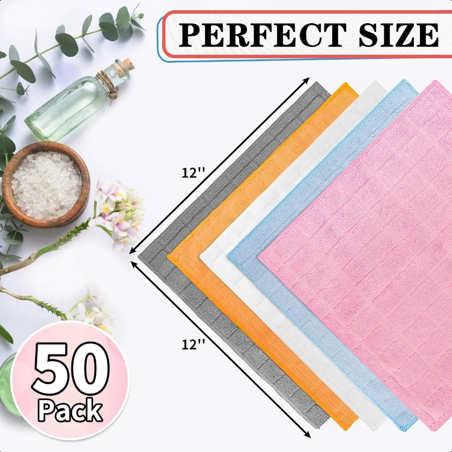 50 Pack Wash Cloths Soft Lint Free Quick Dry Absorbent