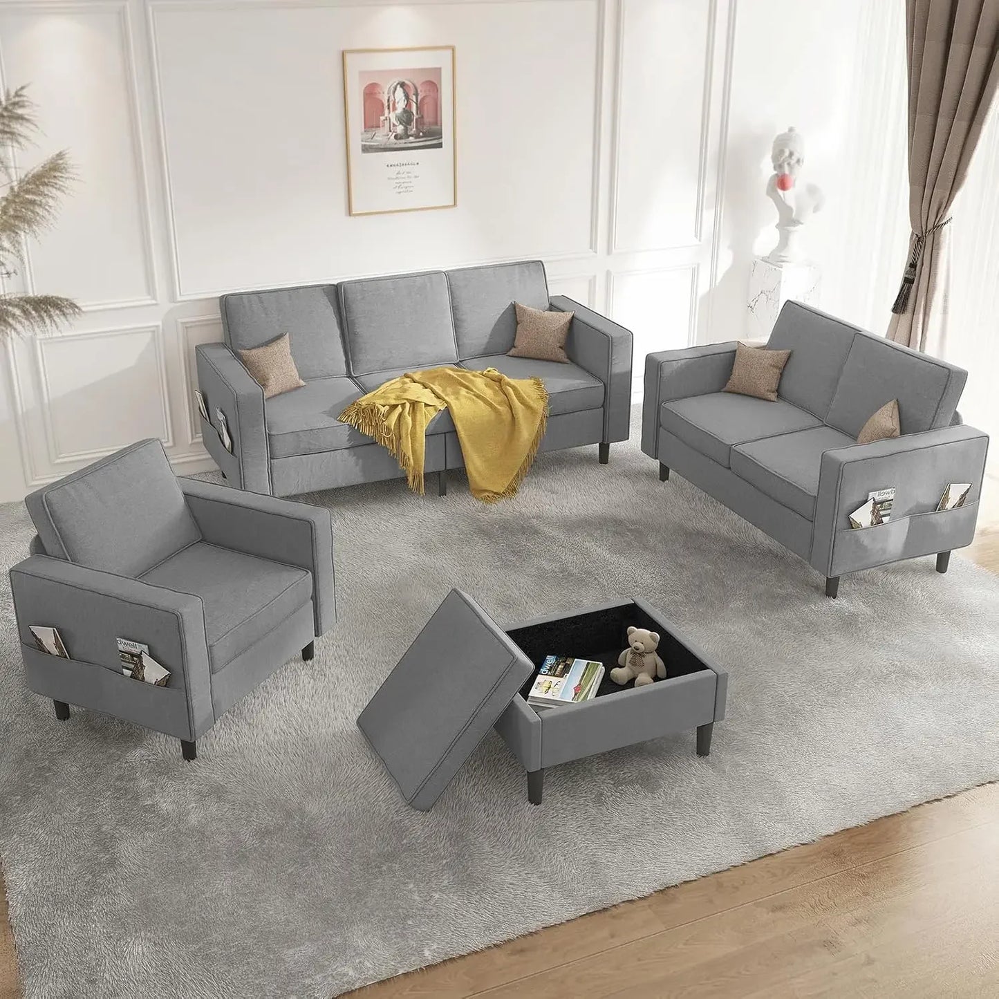 Sectional L Shaped Sofa Couches Living Room Sets