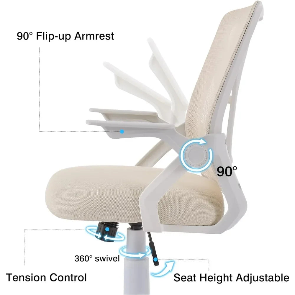 Mid-back Swivel Ergonomic Office Chair With Adjustable Arms Mesh Lumbar Support