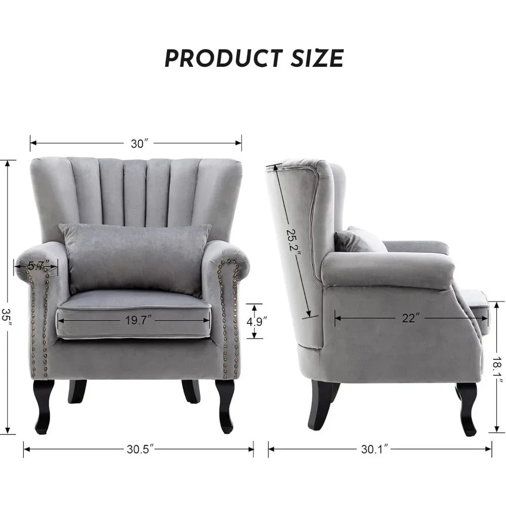 Accent Reading Arm Chairs Set of 2 with Tufted Back