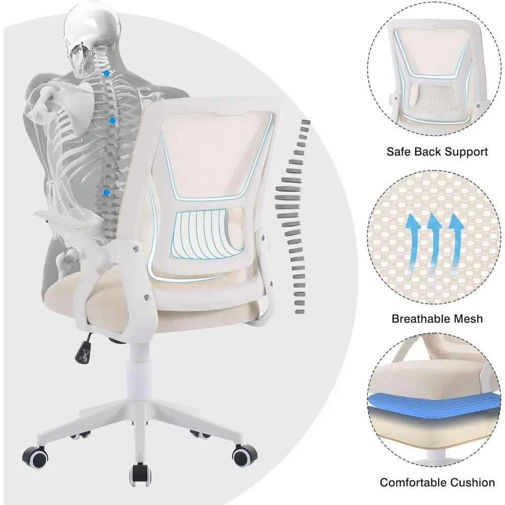 Mid-back Swivel Ergonomic Office Chair With Adjustable Arms Mesh Lumbar Support