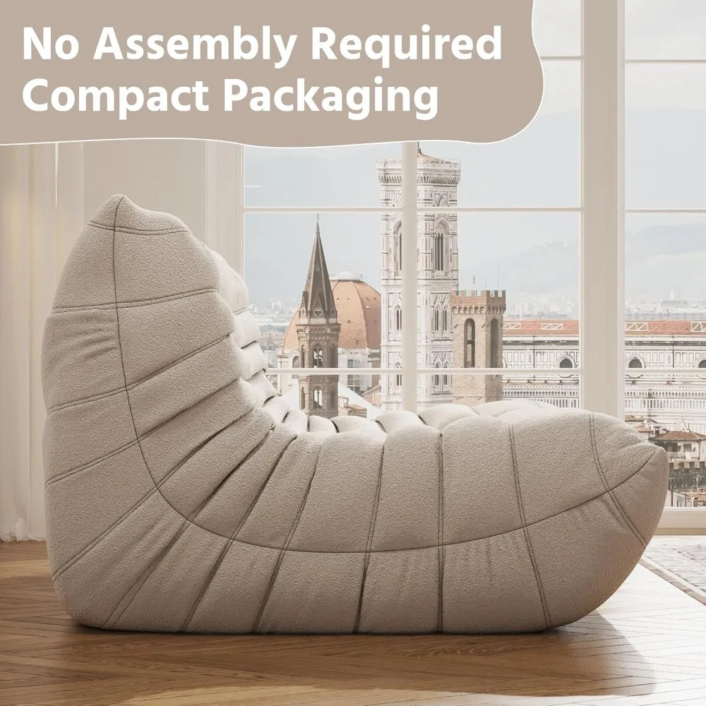 Bean Bag Fireside Chair with High-Resilience Foam, Non-Slip