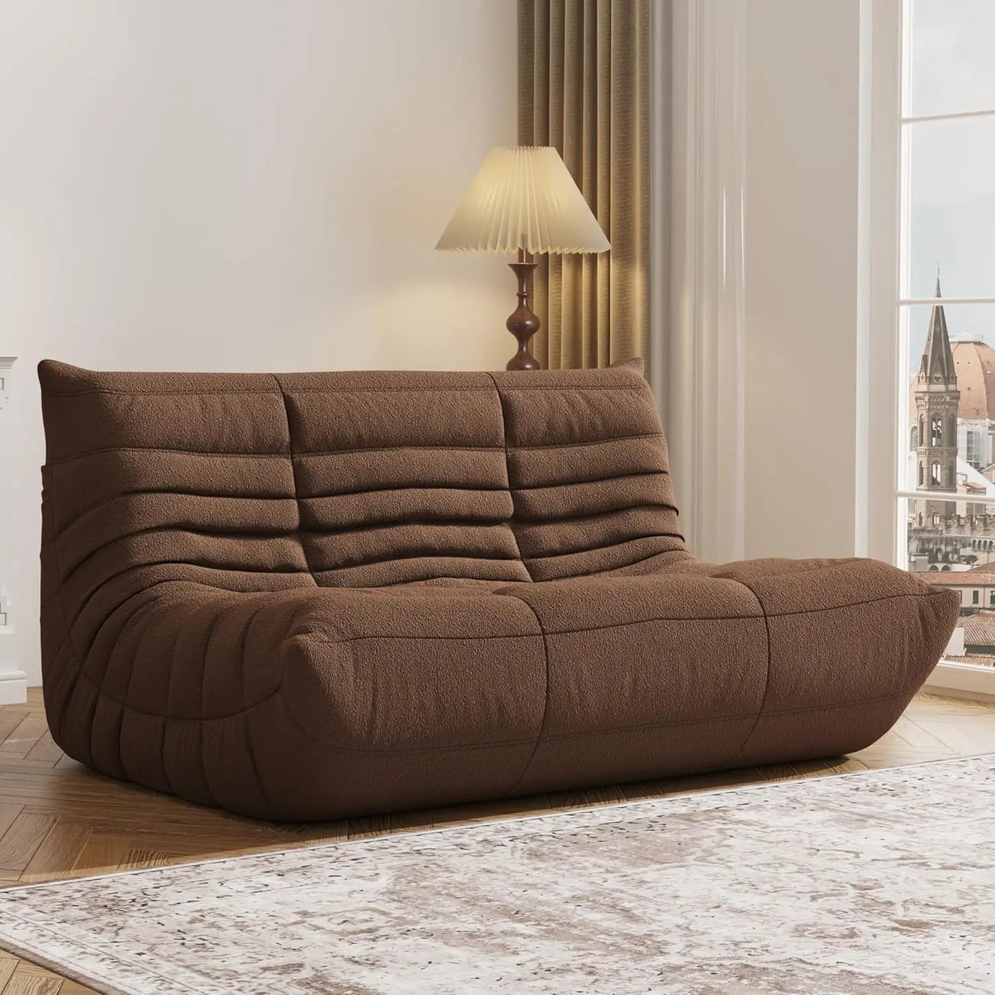 Bean Bag Fireside Chair with High-Resilience Foam, Non-Slip