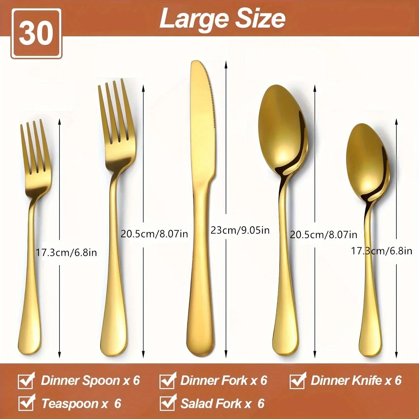 30/60-Piece Flatware Set, Stainless Steel Cutlery