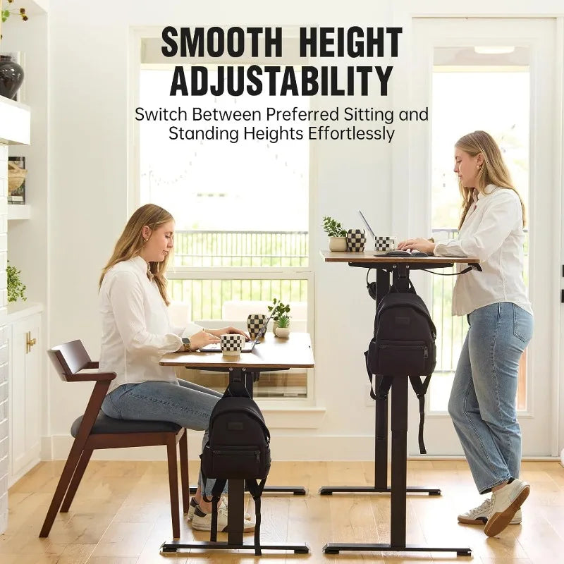 Electric Standing Desk, Height Adjustable Wood Desktop, Computer PC Table