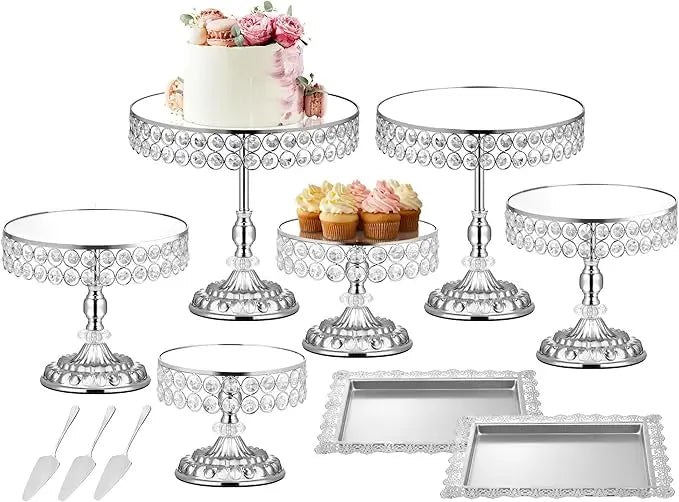 12-Piece Silver Vintage Cake Stand with Cupcake Display Tray