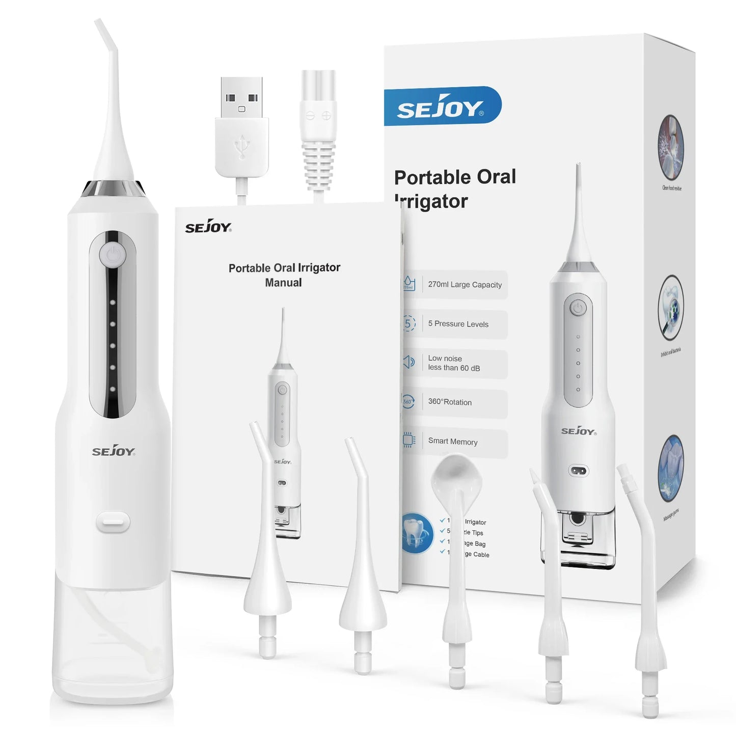 Water Flosser, Cordless, Rechargeable Electric Oral Irrigator for Teeth Braces