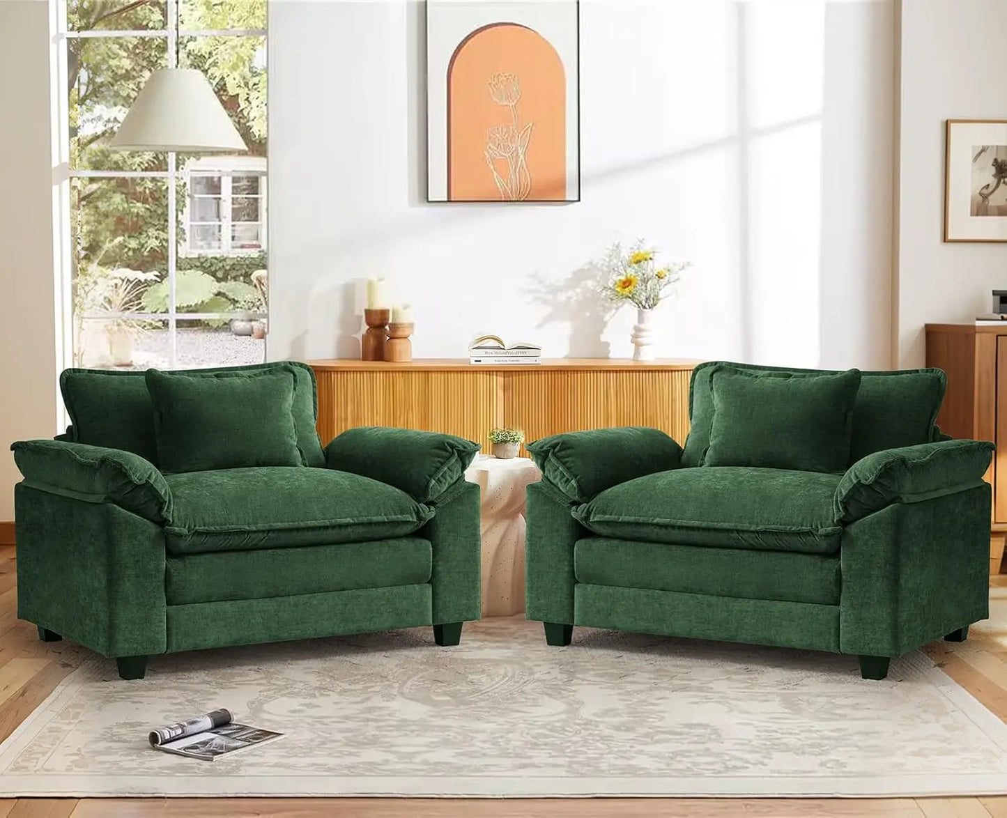 Oversized Accent Chair with Large Seat and Upholstered Armrests