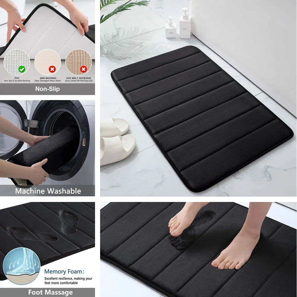 Super Absorbent Bath Mat Memory Foam Carpet, Non-slip Rugs