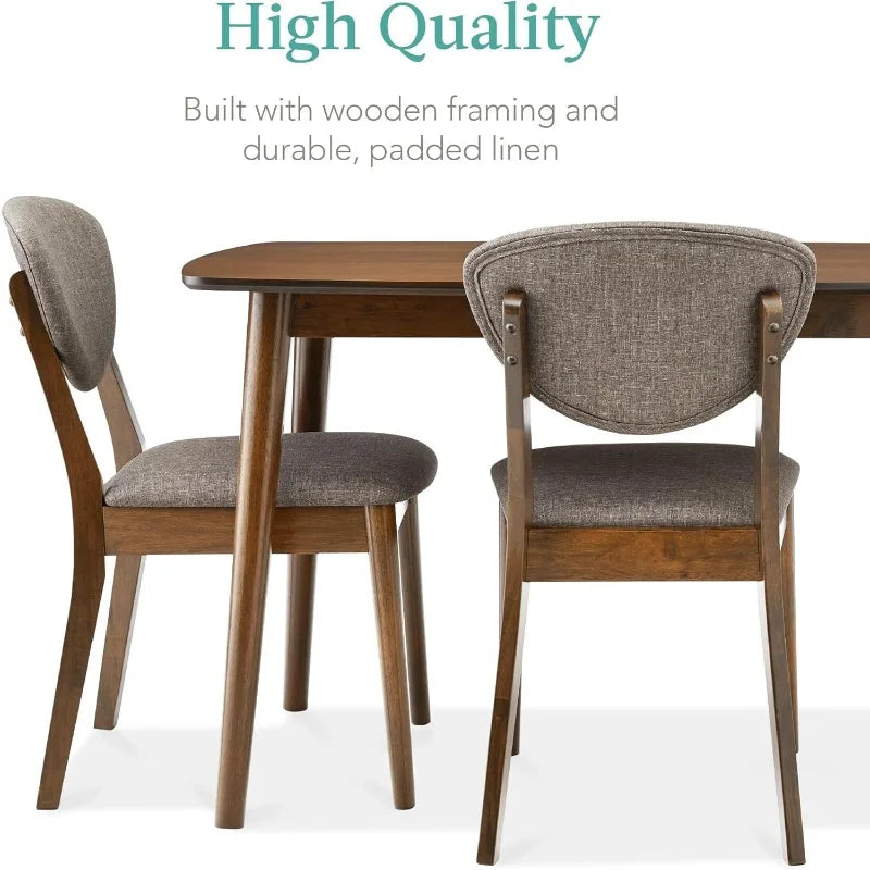 5-Piece Dining Set, Compact Mid-Century for Home, Apartment w/ 4 Chairs