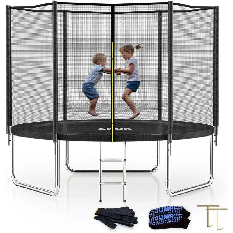 8FT Trampolines with Enclosure Net with Basketball Hoop-ASTM Approved