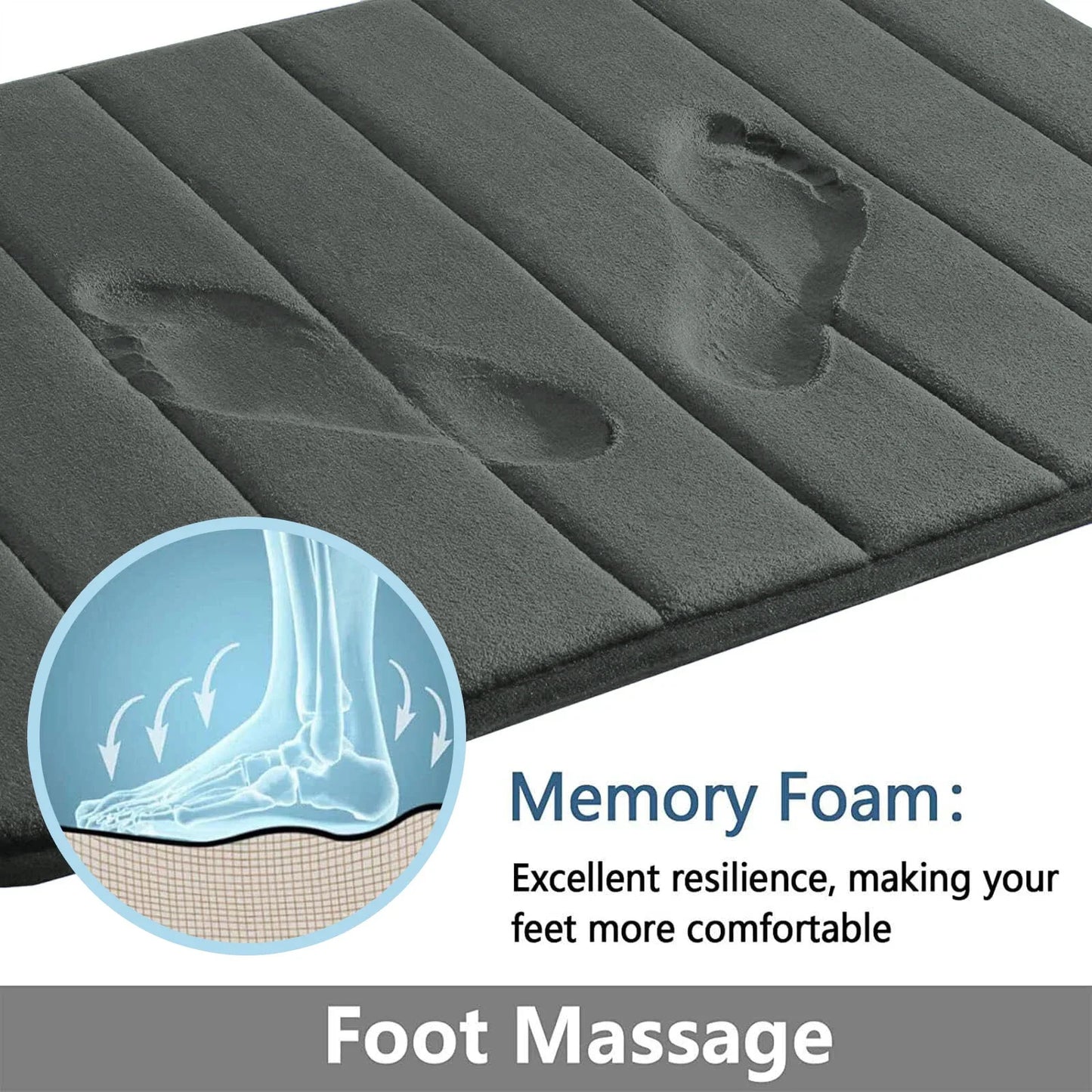 Super Absorbent Bath Mat Memory Foam Carpet, Non-slip Rugs