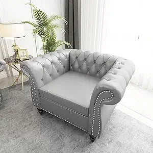 Chesterfield 2-Piece Sectional Sofa Set, Mid-Century Modern Upholstered