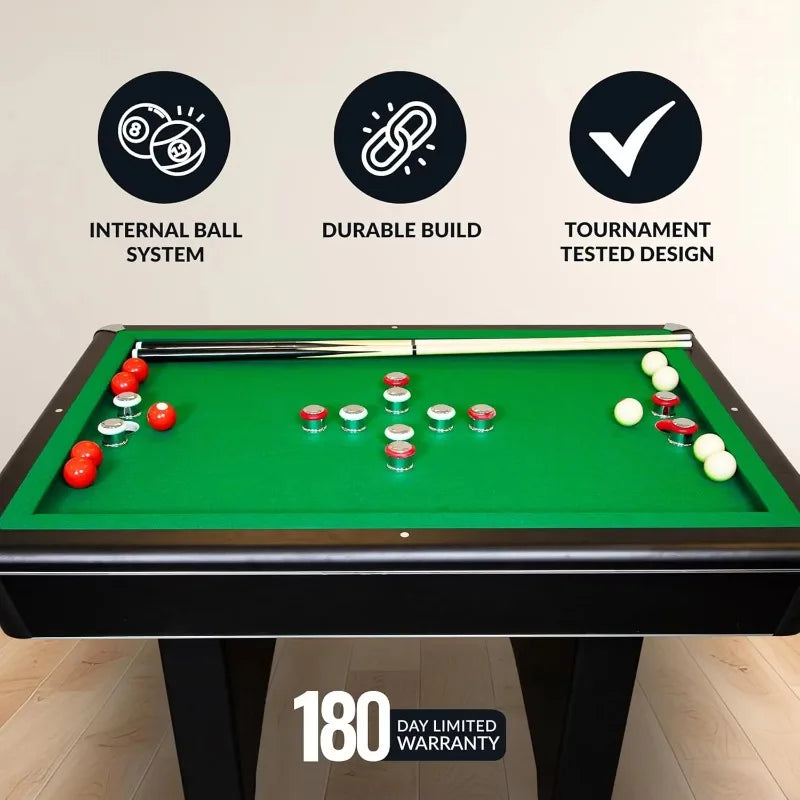 Bumper Pool Table – Includes Cues, Billiard Balls –for Adults & Kids