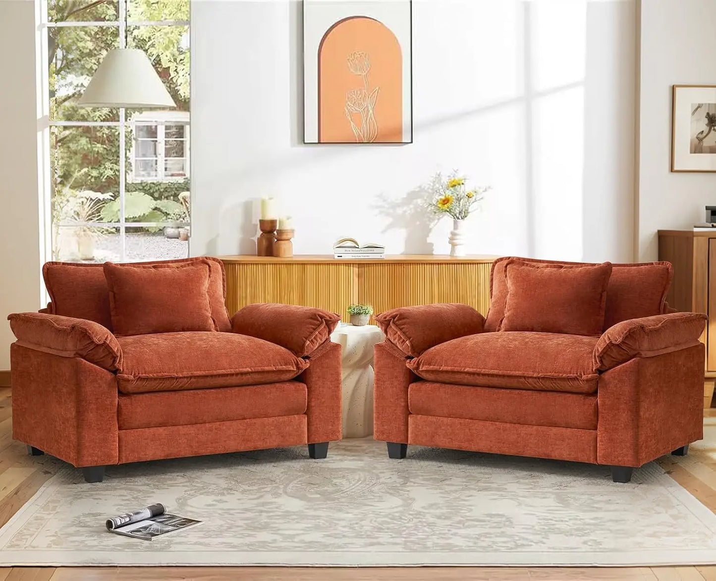 Oversized Accent Chair with Large Seat and Upholstered Armrests