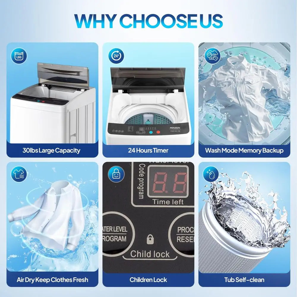 Fully Automatic Portable Washer with Stainless Steel Drum, Electric