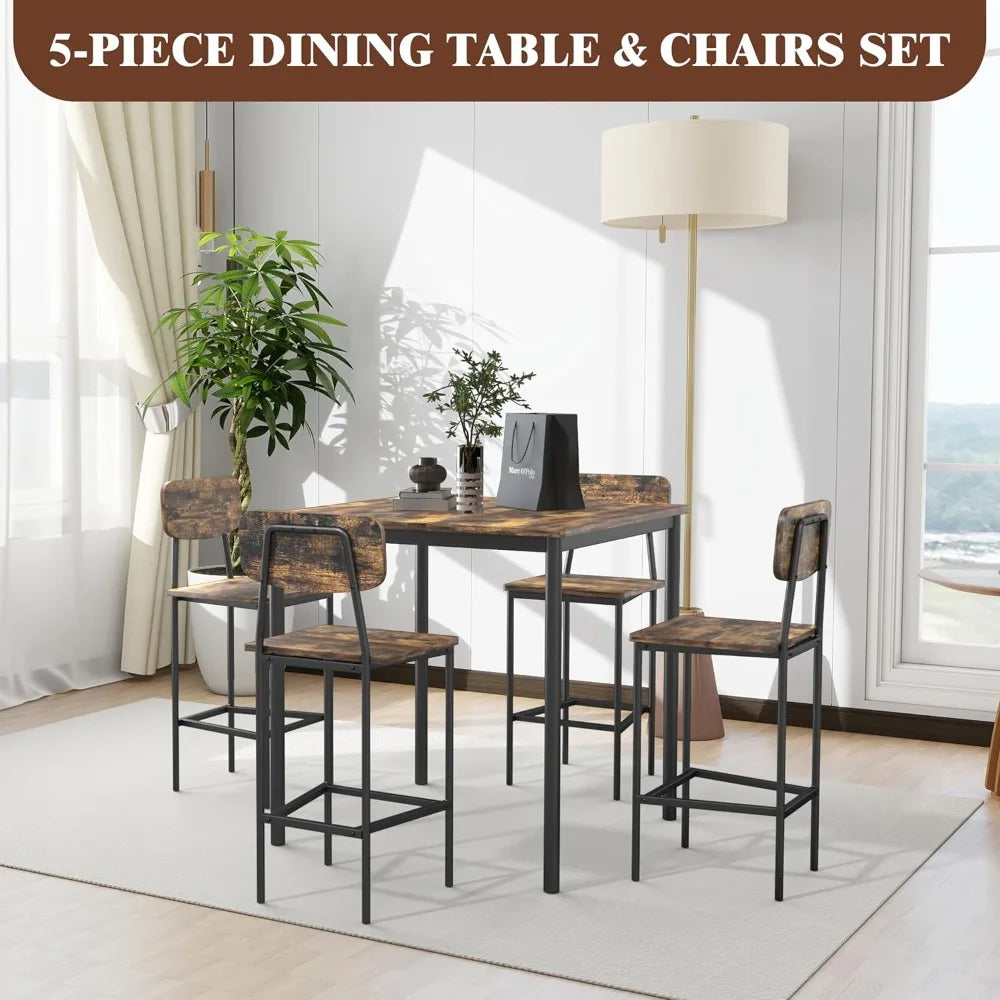 Dining Table Set for 4 with Space-Saving Design