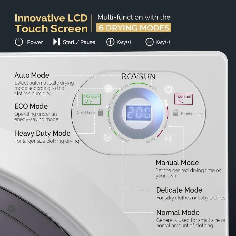 Portable Fast Drying Front Load Dryer with Stainless Steel Tub
