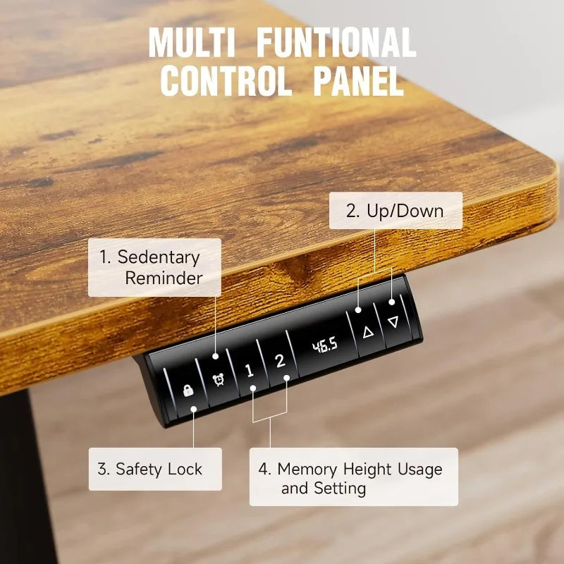 Electric Standing Desk, Height Adjustable Wood Desktop, Computer PC Table