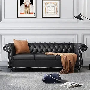 Chesterfield 2-Piece Sectional Sofa Set, Mid-Century Modern Upholstered